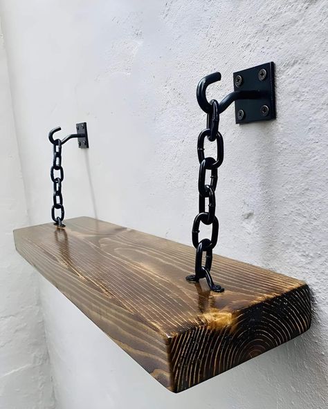 Rustic Bathroom Shelves, Industrial Shop, Industrial Style Decor, Wooden Floating Shelves, Pipe Shelves, Mounted Shelves, Industrial Shelving, Estantes Flotantes, Rustic Shelves