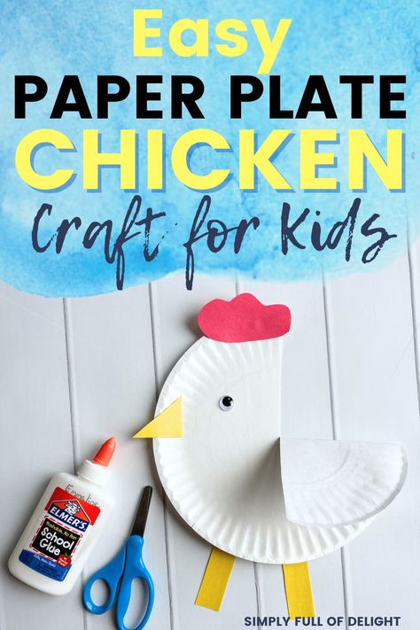 easy chicken craft Farm Craft For Preschoolers, Chicken Theme Preschool, Farm Art And Craft, Preschool Farm Animal Art, Cow Craft Kindergarten, Barnyard Crafts Preschool, Farm Theme Preschool Activities Art Projects, Farm Theme Prek, Preschool Paper Plate Crafts