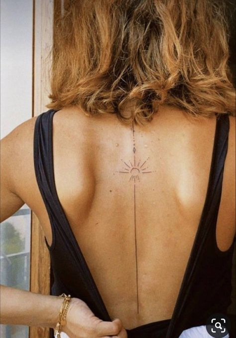 Small Shoulder Tattoos, Boho Tattoos, Petite Tattoos, Spine Tattoos For Women, Classy Tattoos, Back Tattoo Women, Discreet Tattoos, Sun Tattoo, Dainty Tattoos