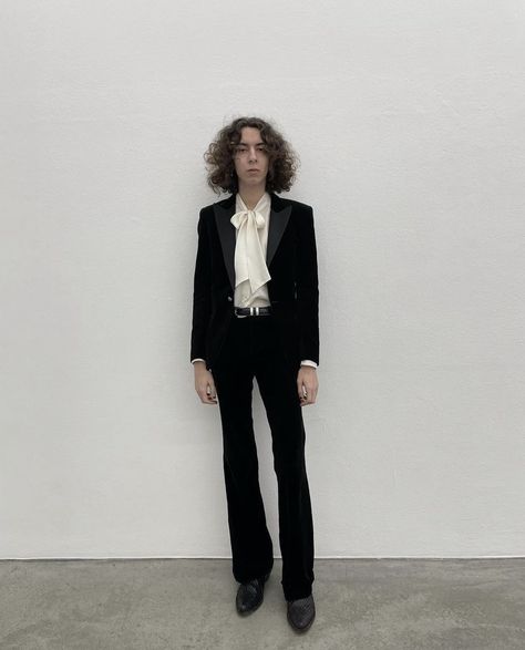 70s Mens Formal Wear, Gothic Formal Men, Flared Suit Pants Men, Formal Gothic Outfit Men, 70s Formal Fashion Men, Ysl Suits Men, Gay Formal Outfit, 70s Suit Mens, Nonbinary Formal Wear