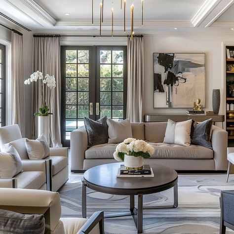 Modern Elegance Interior, Luxury Eclectic Interiors, Cozy Lounge Ideas, American Contemporary Interior, French Traditional Living Room, Cozy Beige Living Room, American Classic Living Room, American Living Room Design, Traditional Interior Design Style