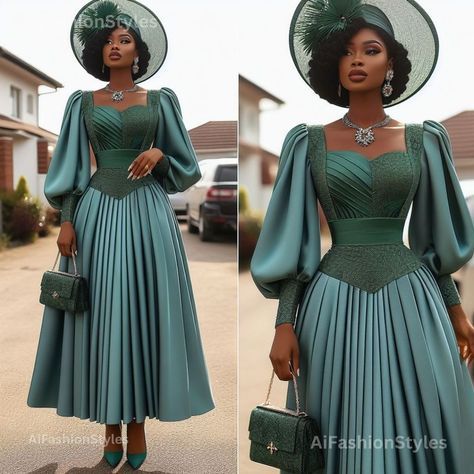 Tag a fashionista who would slay these oufits effortlessly #sundayoutfit #sundayootd English Dresses, English Wears, Corporate Wears, Green Dress Outfit, Church Worship, Classy Short Dresses, Long Formal Dresses, Modest Dresses Fashion, Classy Gowns