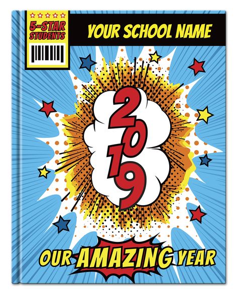 Comic Book Yearbook, Elementary Yearbook Ideas, Yearbook Superlatives, Yearbook Covers Themes, Comic Book Makeup, Yearbook Covers Design, Yearbook Template, Yearbook Class, Yearbook Cover