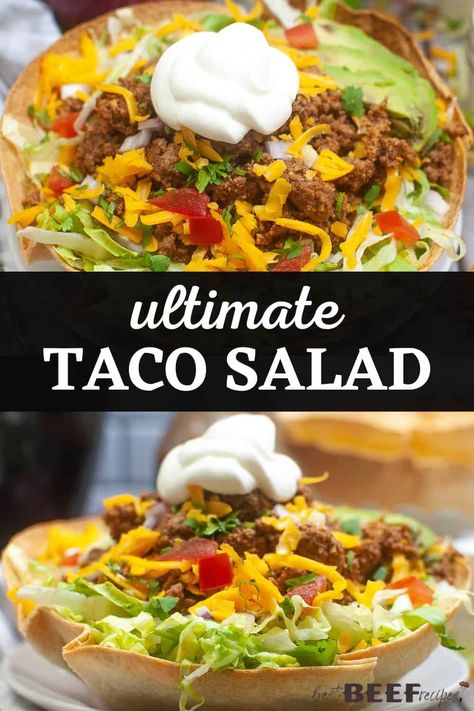 Taco Bowl Salad Recipe, Taco Salad Bowls Healthy, Crispy Taco Salad Bowls, Tacos Salad Bowls, Taco Salad Seasoning Recipe, Diy Taco Salad, Making Tacos Recipes, Tacosalad Salad Recipes, Taco Salad Bowl Recipe