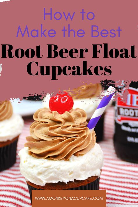 Root Beer Cupcakes, Root Beer Float Cupcakes, Rootbeer Float Cupcakes, Beer Cupcakes, Gold Tumbler, Beer Float, Filled Cupcakes, Salty Cake, Cupcake Flavors