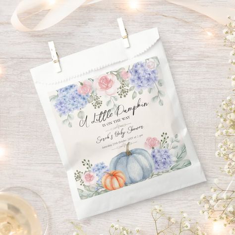 Little Floral Pumpkin Halloween Fall Baby Shower Favor Bag - Halloween Goodies Halloween Theme Decoration, Baby Shower Halloween, Halloween Baby Shower Theme, Watercolor Pumpkin, Floral Pumpkin, Halloween Goodies, Watercolor Pumpkins, Baby Shower Favor, Halloween Baby