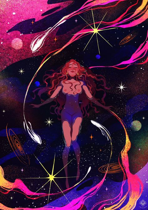 Star Inspired Character Design, Star Person Art, Star Person Aesthetic, Space Oc Art, Galaxy Character Design, Cosmic Oc, Moon Character Design, Female Artwork Illustrations, Celestial Oc