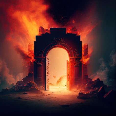 Photo tomb and burning gates of hell in ... | Premium Photo #Freepik #photo #evil #devil #horror #scary Hell Fire, Gates Of Hell, Art Photography Portrait, Dante Alighieri, Black Background Images, New Background Images, Biblical Art, Heaven And Hell, Cool Wallpapers Cartoon