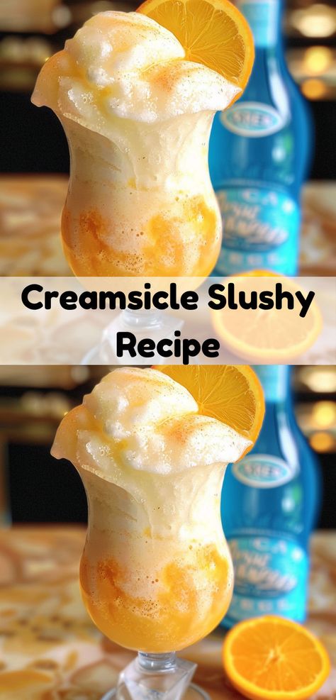 Easy creamsicle slushy recipe for a deliciously creamy and tangy drink. Juice Ice, Orange Creamsicle, Cool Summer, Orange Juice, Juice, Vanilla, Ice Cream, Cream, Orange