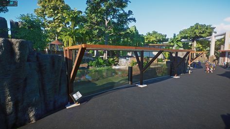 Planet Zoo Tropical Entrance, Planet Zoo Tropical, Planet Zoo Aquatic, Planet Zoo Rhino Habitat, Planet Zoo Walkthrough Habitat, Zoo Map, Zoo Park, Zoo Architecture, Planet Coaster