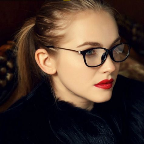 Cosmetics | ombiaiinterijeri Black Glasses, Red Lipstick, A Woman, Lips, For Women, Frame, Red, Hair, Black