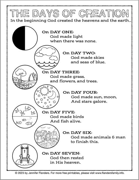 7 Days Of Creation Printable Free, Days Of Creation Crafts For Kids, Days Of Creation Printable, Sunday School Worksheets, Creation Activities, 7 Days Of Creation, Bible Worksheets, Bible Quiz, Empty Tomb