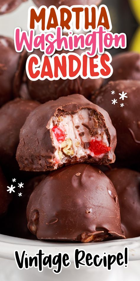 Martha Washington Candy Martha Washington Candy Recipe, Cherry Christmas Dessert, Martha Washington Candy, Divinity Candy, Easy Christmas Candy Recipes, Easy Candy Recipes, Christmas Candies, Chocolate Candy Recipes, Coconut Candy