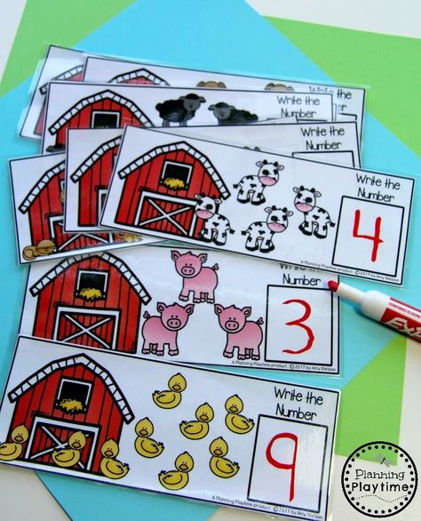 Fun Counting Activity for Kindergarten - Farm Animal Counting Farm Animal Counting, Farm Math, Farm Activities Preschool, Farm Animals Preschool, Farm Lessons, Farm Animals Activities, Farm Theme Preschool, Farm Unit, Farm Preschool