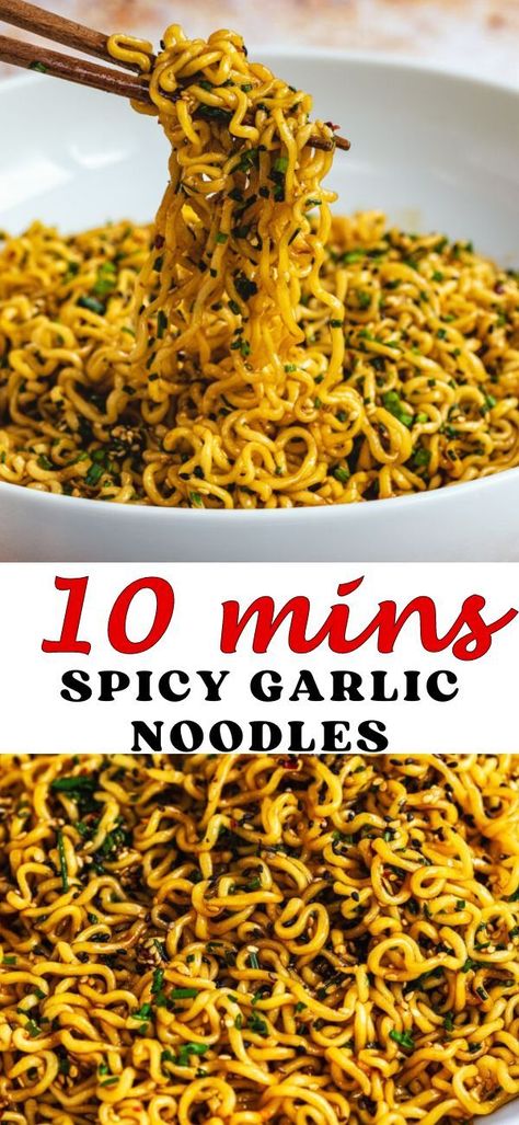 Spicy Garlic Noodles, Tiktok Ramen, Noddle Recipes, Best Ramen Noodles, Ramen Noodle Recipes Easy, Spicy Ramen Noodles, Garlic Noodles Recipe, Butter Chicken Recipe Indian, Korean Ramen