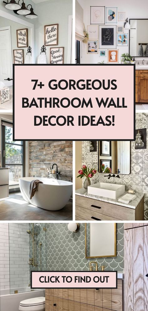 7 bathroom wall decor ideas Jacuzzi Wall Decor, Bathroom Decor Long Wall, Bathroom Wall Styling, Bathroom Blank Wall Ideas, Fake Plant Wall Bathroom, Guest Bathroom Wall Art, Bathtub Feature Wall, Wall Art For Bathrooms, What To Put On Bathroom Walls