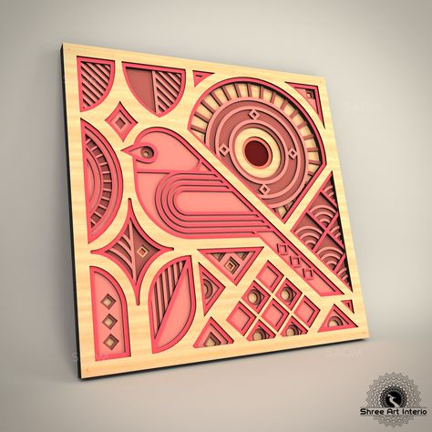 DTFMA21-Beautiful Bird Multilayer Art for Laser Cut, Bird Wall Hanging mandala SVG DXF file, Digital plan File for CNC router and laser cut https://etsy.me/3x8CDcE #mandaladxf #lasercutdxf #parametricwallart #mandalacncpattern #multilayermandala #woodenmandala #homedec Art Hallway, Bird Wall Hanging, Cnc Art, Laser Cut Wood Crafts, Routeur Cnc, 3d Mandala, Laser Engraved Ideas, Layered Art, Walnut Furniture