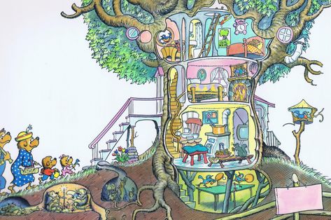 Family Tree House, Tree House Drawing, Animal Homes, The Berenstain Bears, Art Thoughts, Berenstain Bears, Family Of 5, Bear Family, Bear Illustration