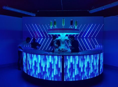 Dj Booth Nightclub, Circular Bar Counter, Circular Bar Design, Dj Stage Design, Event Bar Design, Dj Booth Design, Receptionist Counter, Paul Donnelly, Futuristic Bar