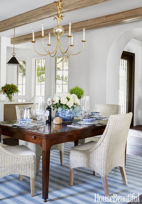 The Blue and White Chinoiserie Dining Room Chinoiserie Dining Room, Coastal Dining Room, White Chairs, Rustic Dining Room, Elegant Dining Room, White Dishes, Buzzfeed Quizzes, The Dining Room, Farmhouse Dining Room