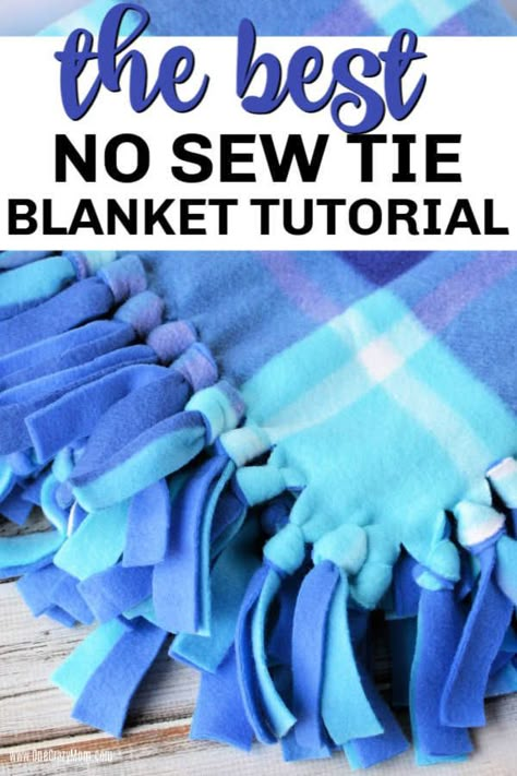 Diy Blankets No Sew, Fleece Blanket Edging, Tie Knot Blanket, Fleece Knot Blanket, How To Make A Tie, Fleece Blanket Diy, Sew Blankets, Knot Blanket, No Sew Fleece