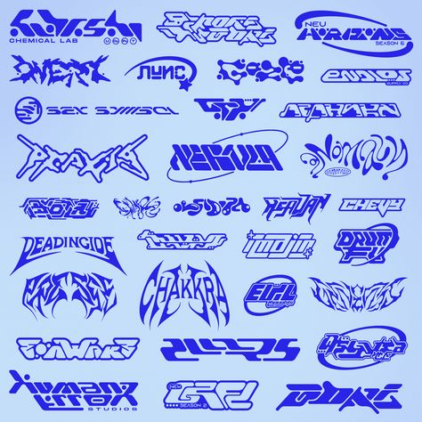 some of my fav logo designs i did from 2020. check out my ig for more (@hvnt.ter) :) Clothing Fonts, Y2k Logo, Dibujos Anime Chibi, Futuristic Fonts, Y2k Design, Design Fonts, Typography Poster Design, Graphic Design Fonts, Brand Fonts