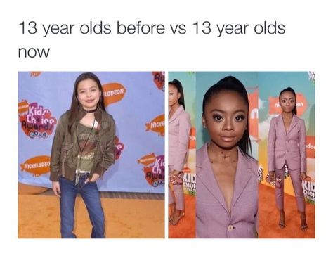 13 year olds then vs 13 year olds now Talk about pushing girls appearance expectation...this does way more damage. This Generation Is Messed Up, Then Vs Now, 웃긴 사진, Funny Pins, I'm Happy, Funny Posts, Funny Cute, Nickelodeon, Dankest Memes