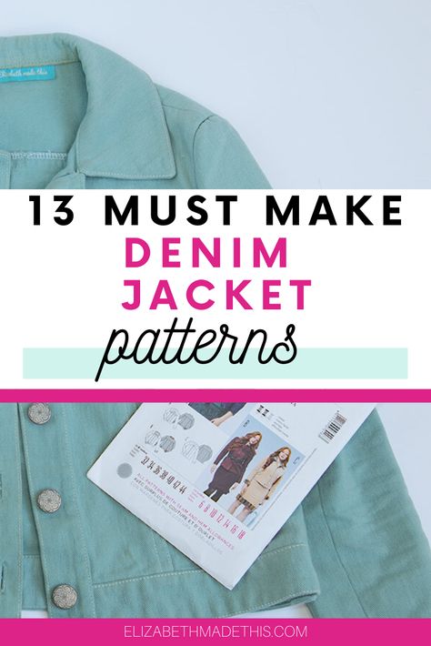 Making your own DIY denim jacket is one of the best ways to practice sewing denim, but where to start?  Here's 13 denim jacket patterns for everyone.  There's jeans jacket patterns for women, men, kids of all shapes and sizes from classic to creative to refashioned options. #sewing #denimjacket Jacket Patterns For Women, Denim Wool Jacket, Diy Womens Clothes, Sewing Denim, Old Clothes Diy, Jean Jacket Diy, Diy Denim Jacket, Long Denim Jacket, Diy Denim