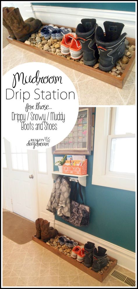 Build this 'Drip Station' to catch all those drips from your family's drippy, snowy, muddy shoes and boots! GENIUS! {Reality Daydream} Diy Home Decor For Apartments, Koti Diy, Interior Design Minimalist, Cute Dorm Rooms, Casa Vintage, Creative Home Decor, Decor Guide, Mud Room, Classic Decor