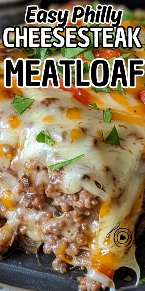 Philly Cheesesteak Meatloaf Meatloaf Philly Cheese Steak, Philly Steak And Cheese Omelet, Cheddar Cheese Meatloaf, Main Dish With Hamburger Meat, Meatloaf With Velveeta Cheese, Uncommon Ground Beef Recipes, Philly Steak Meatloaf, Philly Cheesesteak Sloppy Joes Recipe, Cream Cheese Meatloaf