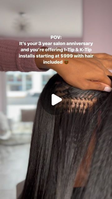 Pittsburgh Microlinks, K-Tips, I-Tips Queen💕 Deonna Fletcher on Instagram: "In honor of my 3 year salon anniversary, I’m offering I-Tip & K-Tip installs with hair included starting at $999🤩

I’m soo appreciative of all of my clients who have been supporting me as a stylist and pouring into me and my business. The love that I receive does not go unnoticed!🤍🤍🤍

This deal will not last long and clients who are on my email list have already began booking their appointments. Full pricing and availability is listed on my website!💋
•
•
•
•

#ktipextensions #ktiphairextensions #itiphairextensions #phillyhairstylist #pghhairstylist #atlhairstylist #clevelandhairstylist #microlinks #chicagohairstylist #dmvhairstylist #fusionhairextensions" K Tips Hair Extensions, Microlinks Black Hair, Salon Anniversary, K Tip Hair Extensions, Fusion Hair Extensions, I Tip Hair Extensions, My Business, Email List, My Website