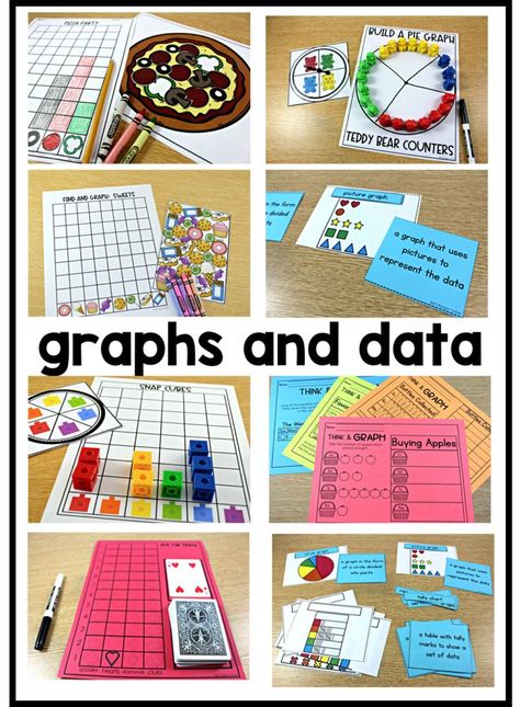 Engaging, hands-on, interactive, math stations on graphs and data. Help your students with analyzing, naming, & reading graphs, analyzing & organizing data, tally charts, bar graphs, picture graphs, pictographs, real object graphs, charts, and building a graph with these math centers. These math station ideas and math games on graphs and data, graphing are perfect for kindergarten, first grade, and second grade. Read "Math Stations by Standard" at www.tunstallsteachingtidbits.com Graphing First Grade, Bar Graphs Activities, Graphing Games, Reading Graphs, Mathematics Activities, Math Station, Picture Graphs, Math Centers Kindergarten, Graphing Activities