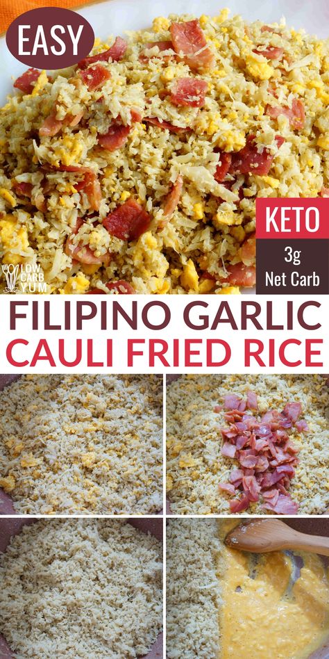 Garlic Cauliflower Rice, Filipino Garlic Fried Rice, Keto Rice, Garlic Cauliflower, Garlic Fried Rice, Boiled Egg Diet Plan, Keto Side Dishes, Low Carb Breakfast Recipes, Best Keto Diet