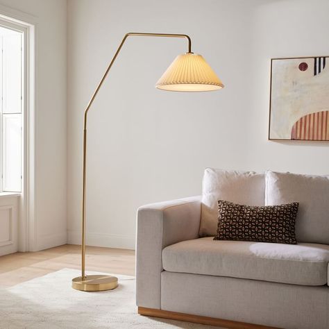 Sculptural Overarching Fabric Cone Floor Lamp (75") | West Elm Overarching Floor Lamp, West Elm Kids, Lamp Antique, Smart Bulbs, Overhead Lighting, Floor Lamp Lighting, Led Light Bulb, Design Help, Fabric Shades