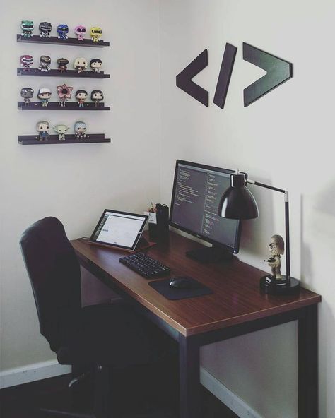 The Best of Home Office Spaces: Instagram June 2017 – BoldlyHer Programmers Desk, Pc Builds, Computer Desk Setup, Desk Inspiration, Computer Room, My Workspace, Gaming Room Setup, Workspace Inspiration, Gamer Room