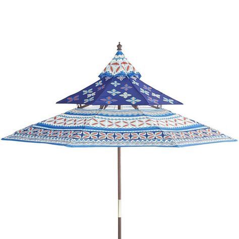 Pier 1 Outdoor & Patio Umbrellas  • From $102 • Pier 1 Imports  Pier One gets a little more interesting with the diversity of their designs, while their prices are still very affordable. This one up top is a "pagoda umbrella" in eucalyptus wood and a polyester cover. Kitchen Patio Doors, Pet Patio Door, Replacement Patio Doors, Pagoda Umbrella, Best Patio Umbrella, Bohemian Patio, Glass Doors Patio, Patio Pavers Design, Blue Patio