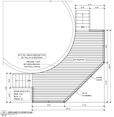 Deck Plan 18-46 - Decksgo Plans Half Moon Deck Around Above Ground Pool, Pool Deck Plans Above Ground, 18ft Round Pool Deck Plans, Small Deck Around Above Ground Pool, Pool Deck With Pergola, How To Build A Deck Around A Pool, Pool Decks For Above Ground Pools Round, Round Pool Deck Ideas, Above Ground Pool Deck Plans