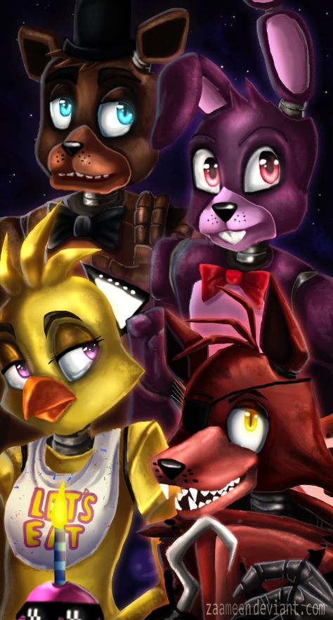 FNAF by zaameen on DeviantArt Minecraft, Kawaii, Foxy And Mangle, The Marionette, Fnaf 1, Fnaf Art, Horror Game, Five Night, Five Nights At Freddy's