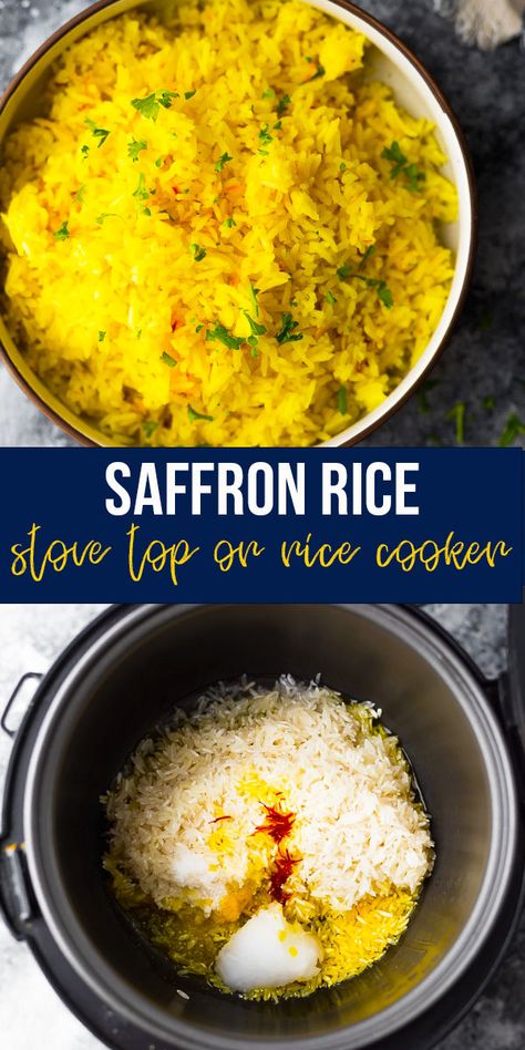 Rice Stove Top, Saffron Rice Recipe, Saffron Recipes, Rice Side Dish Recipes, Saffron Rice, Rice Cooker Recipes, Rice Side Dishes, Middle Eastern Recipes, Side Recipes