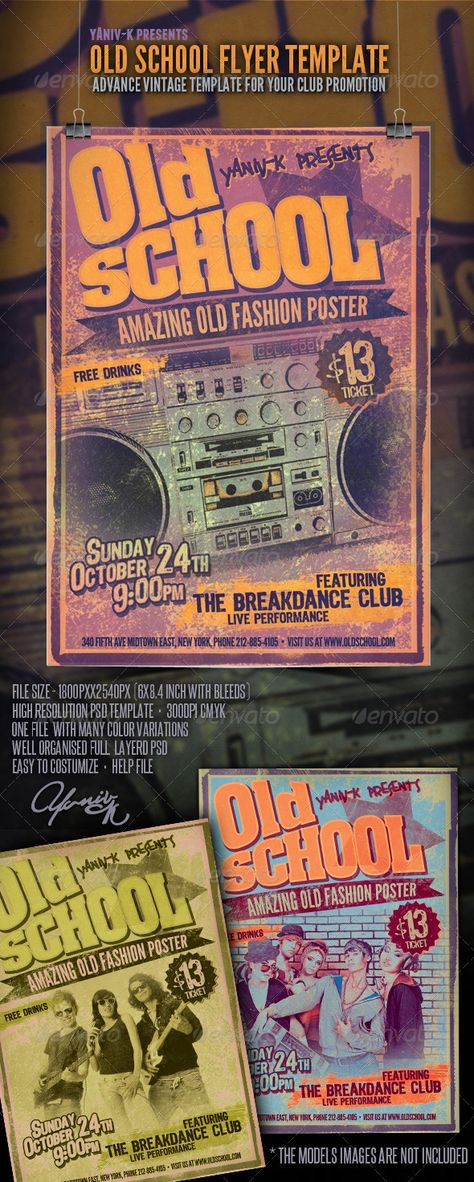 Old School Flyer Design, Old School Design Graphics, Old School Poster Design, Club Posters School, Old School Party, Old School Poster, Typography Flyer, Vintage Flyer, Color Groups