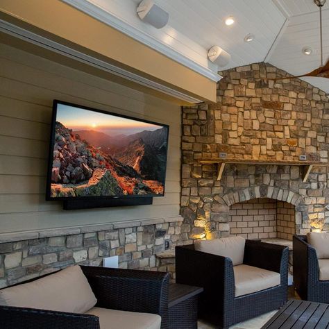 6 Best Outdoor TV to Upgrade Your Backyard or Patio Outdoor Tvs, Screened Gazebo, Outdoor Tv, Outside Living, Bright Pictures, Covered Patio, Outdoor Area, Outdoor Living Space, Outdoor Kitchen