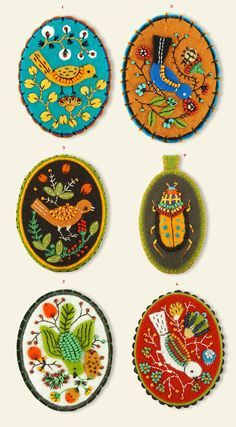 Baby Mobil, Felt Embroidery, Felt Jewelry, Penny Rugs, Felt Brooch, Felt Applique, Wool Applique, Fantasy Illustration, Embroidery Inspiration