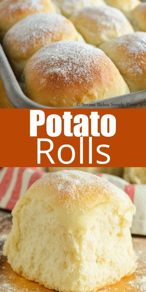 Easy to make Potato Rolls recipe are soft, light, and fluffy! These are always a hit at the holidays and must for Thanksgiving from Serena Bakes Simply From Scratch. A favorite dinner roll recipe. Potato Dinner Rolls Recipe, Dinner Rolls Recipe Easy, Potato Dinner Rolls, Potato Rolls Recipe, Rolls Recipe Easy, Resepi Roti, Potato Rolls, Pembuat Roti, Pane Dolce