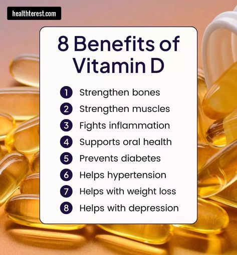 8 Benefits of Vitamin D... #vitaminD #vitaminDbenefits #healthterest #vitamins Olly Vitamins, Vitamin D Benefits, Benefits Of Vitamin D, Vitamin D Supplements, Hormonal Health, Daily Vitamins, Vitamin D, Oral Health, Physical Health