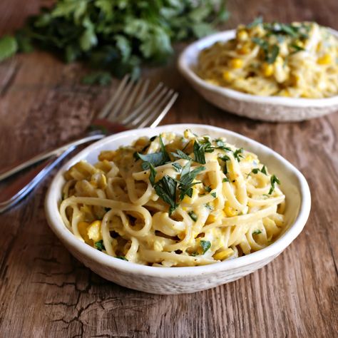 Late Summer Pasta with Roasted Corn Sauce Corn Sauce, Corn Pasta, Roasted Corn, Cheese Salad, Summer Dinner, Vegetarian Dinner, Sauce Recipe, Late Summer, Sauce Recipes