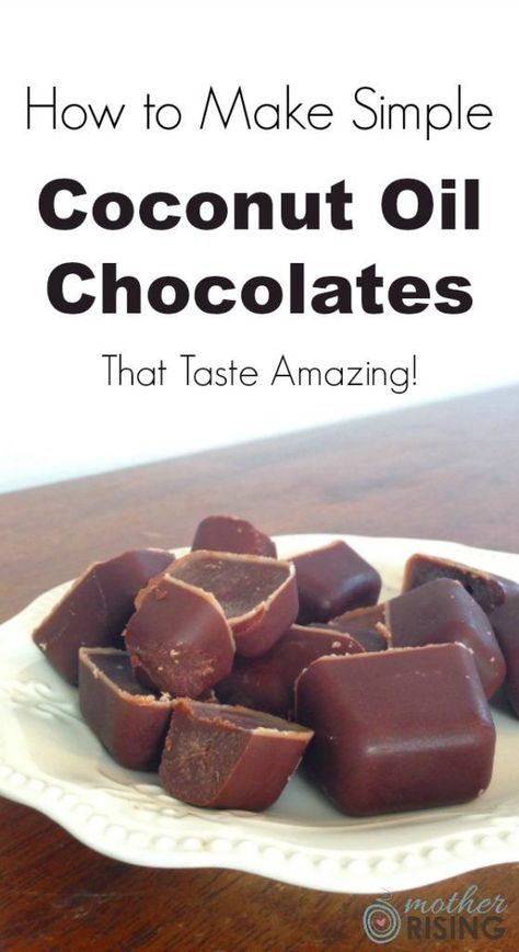 Here's how to make easy coconut oil chocolates that taste amazing and are good for you too! Only six ingredients and dairy free, gluten free & grain free! Maple syrup and stevia. Dairy Free Keto, Coconut Oil Chocolate, Coconut Oil Recipes, Low Carb Snack, Dairy Free Gluten Free, Gf Desserts, Gluten Free Grains, Paleo Dessert, Low Carb Desserts