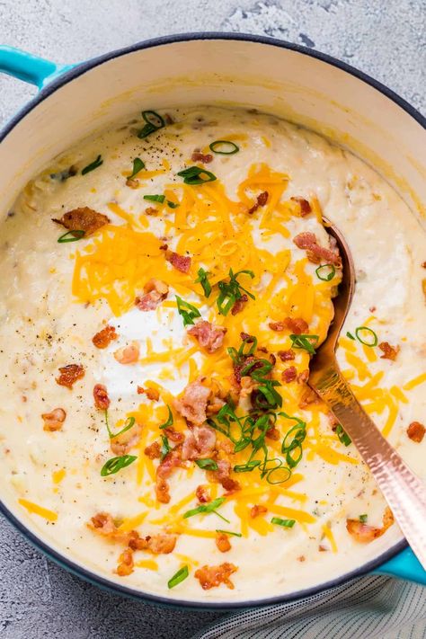 Loaded Baked Potato Soup Recipe, Loaded Mashed Potato Casserole, Homemade Potato Soup, Baked Potato Soup Recipe, Best Potato Soup, Potato Bacon Soup, Cheesy Potato Soup, Potato Soup Easy, Loaded Potato Soup