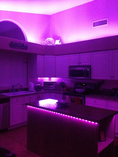 New lights in the kitchen :)) Led Lights In Kitchen, Led Lights Kitchen, Lights In The Kitchen, Kitchen Led Lighting, Led Kitchen, Future Apartment Decor, Dream Place, Future Apartment, Sophomore Year