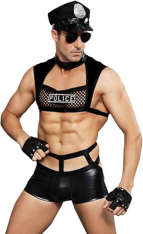 Men's cosplay Sexy Halloween Costume idea Underwear police Costume Lingerie Pajamas Uniform bar Nightclub Stage Performance party Christmas. AS AN AMAZON ASSOCIATE I EARN COMMISIONS FROM QUALIFIED PURCHASES AT NO EXTRA COST TO YOU. #MENCOSTUME #Halloweencostume #sexymen #queermen #Spooky Men's Security Uniform, Police Halloween Costumes, Costume Lingerie, Lingerie Pajamas, Police Costume, Gay Fashion, Male Cosplay, Lingerie For Men, Mens Halloween Costumes