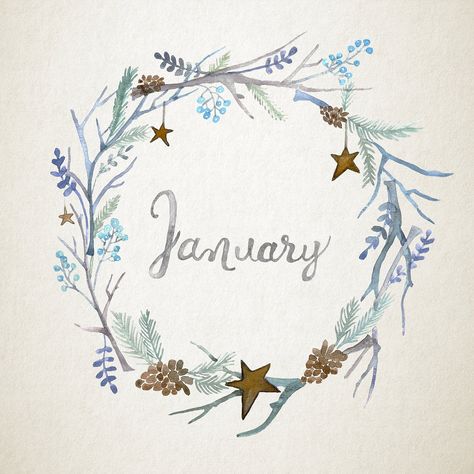 Watercolor floral wreath collection January Wreath, Hobby Corner, Painted Floral Wreath, Hello January, January Bullet Journal, Wreath Illustration, Wreath Drawing, Floral Wreath Watercolor, Floral Wreaths